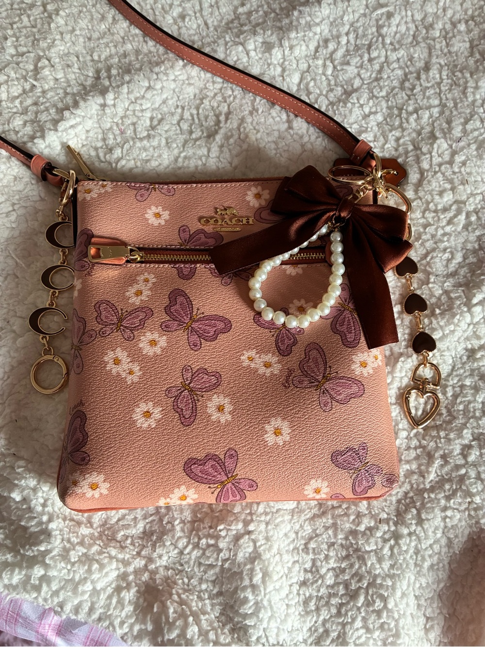 Coach Pink Butterfly & Daisy Crossbody Bag - Picture 8 of 8